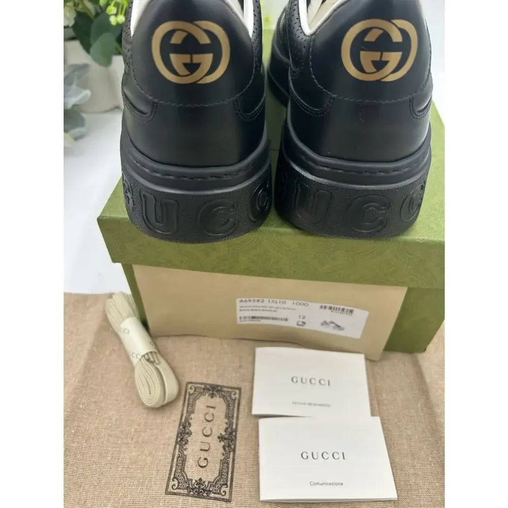 Men's Gucci GG embossed Leather sneakers size 12 made in Italy